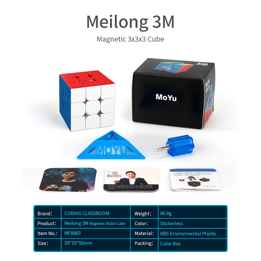 MoYu Meilong 3x3 Zauberwürfel + Roboter Display Box - Stickerless, Smooth & Perfekt Für Anfänger